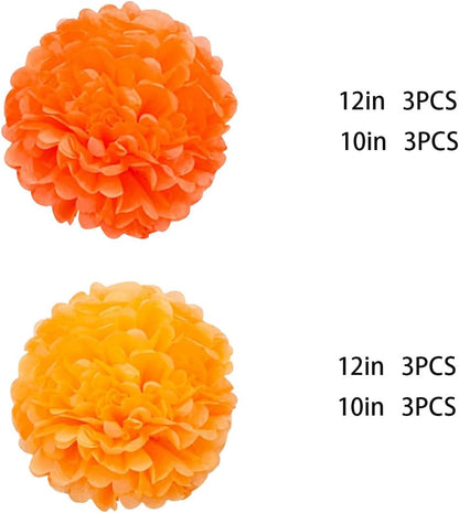 XIKSXITN 12 pc Rose Gold Gradient Tissue Paper Pom poms-Hanging Gold Dot White Paper Pom Poms Paper Flowers Ball for Party Decorative(8&10&12 inch)