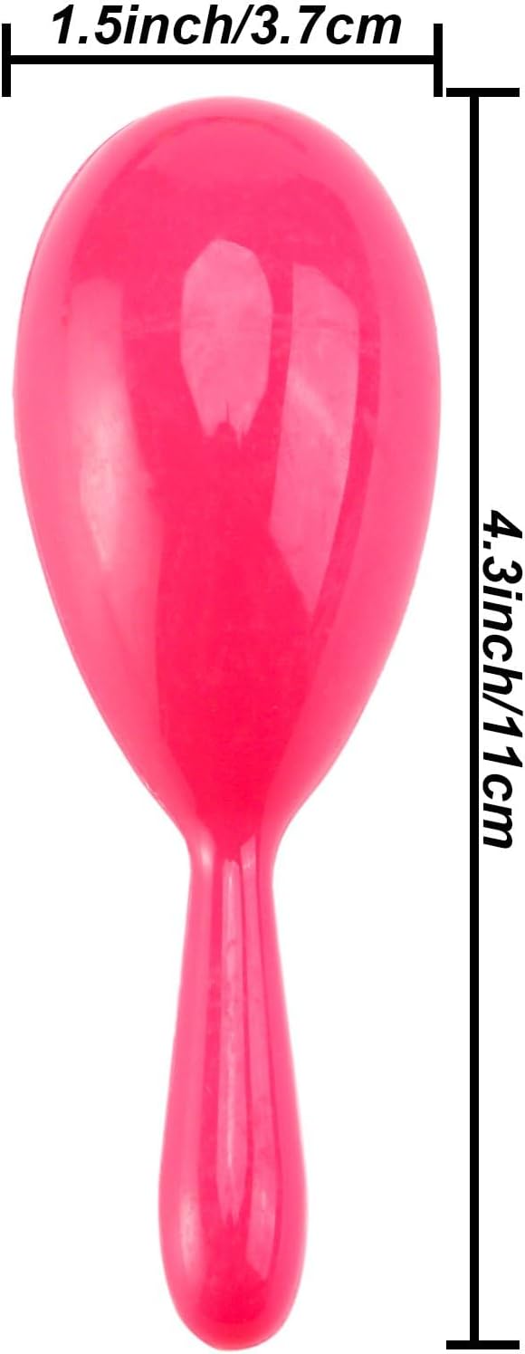 Resinta 30 Pieces Neon Maracas Shakers Mini Noisemaker Bulk Colorful Noise Maker with Drawstring Bag for Mexican Fiesta Party Favors Musical Instrument, 4 Inch, 6 Color