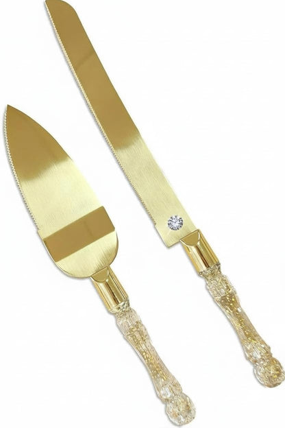 Homi styles Wedding Cake knife and Server Set | Elegant Rose Gold Color Premium 420 Stainless Steel plated Blades | Cake & Pie Serving Set for Wedding Cake, Birthdays, Anniversaries, Parties