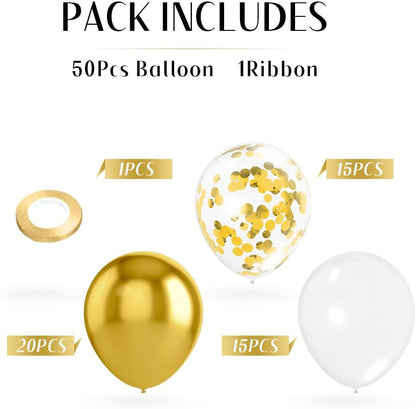 Gold Confetti Balloons, 50 Pcs 12 Inch, Glitter Gold Confetti Party Balloons, Party Decorations, Birthday Wedding Baby Shower Party Balloons Decorations