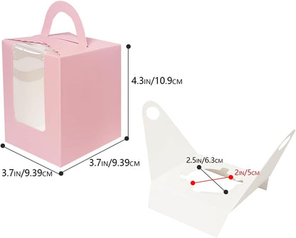 Bakepacker Auto-pop up Individual Cupcake Boxes with Window 60 Count Brown Single Cupcakes Box 3.7 x 3.7 x 4.3inch Cupcake Carrier