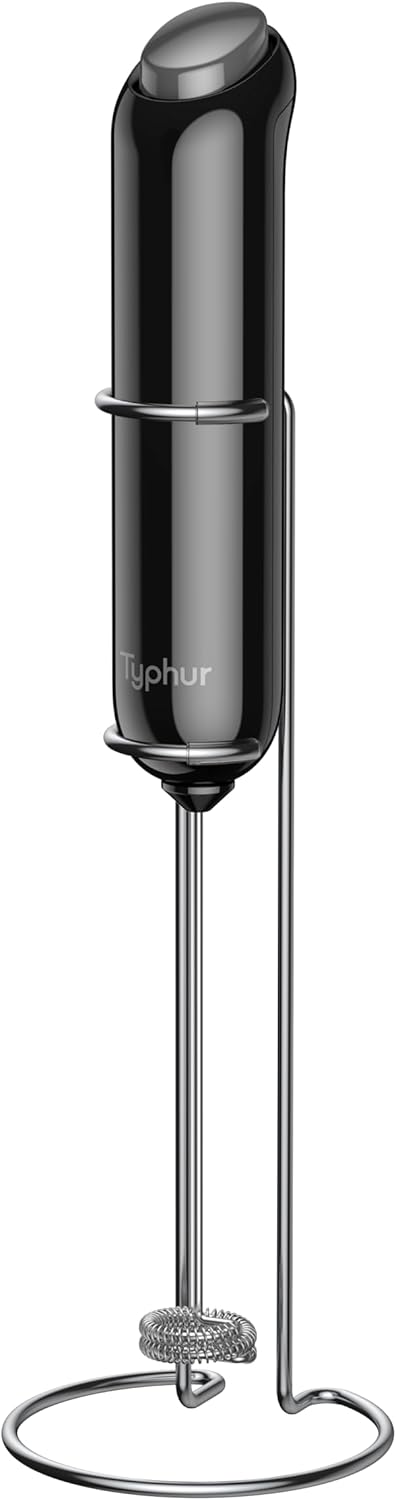 InstaWhisk Milk Frother with Variable Speed, Battery Operated Handheld Coffee Foam Frother Wand, Electric Drink Mixer with Stand & Detachable Double Whisk, Stainless Stirrer for Latte, Matcha, Protein