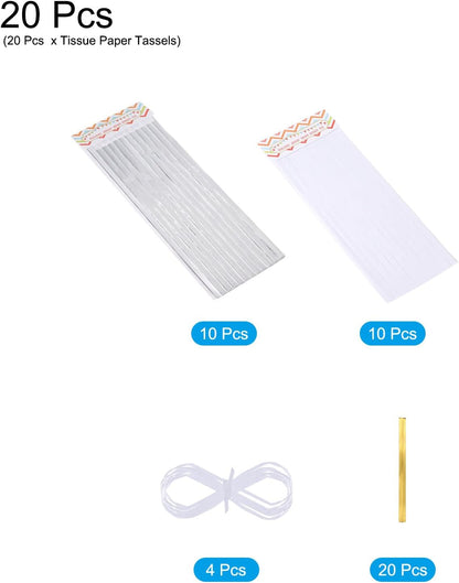 MECCANIXITY 20Pcs Light Blue Tassel Garland Banner with Rope Tissue Paper Tassels Party DIY Kits for Anniversary Wedding Birthday Party