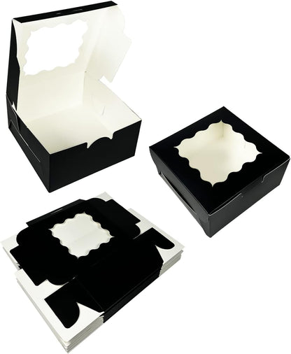 Bakepacker Brown 30-Packs Bakery Boxes with Window 6x6x3 inches Thick & Sturdy Macaroon Pastry Boxes Cookie Boxes for Bakerys