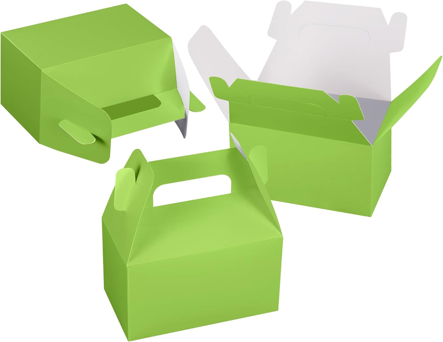 XAGLVV 24 Pack White Paper Gable Boxes,6.2 Inch Candy Boxes with Handle, Snack Party Favor& Gift Cookie bags for kids Birthday,Wedding, Baby Shower, Graduation.