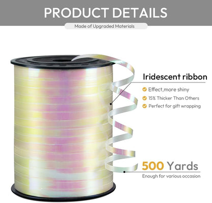 KMER LIFE White Crimped Curling Ribbon, 1/5" Wide x 500 Yards Christmas Curling Ribbons for Gift Wrapping, Party Decoration, Balloon String, Crafting, Balloon Ribbons for Florist Flower (1 Roll)