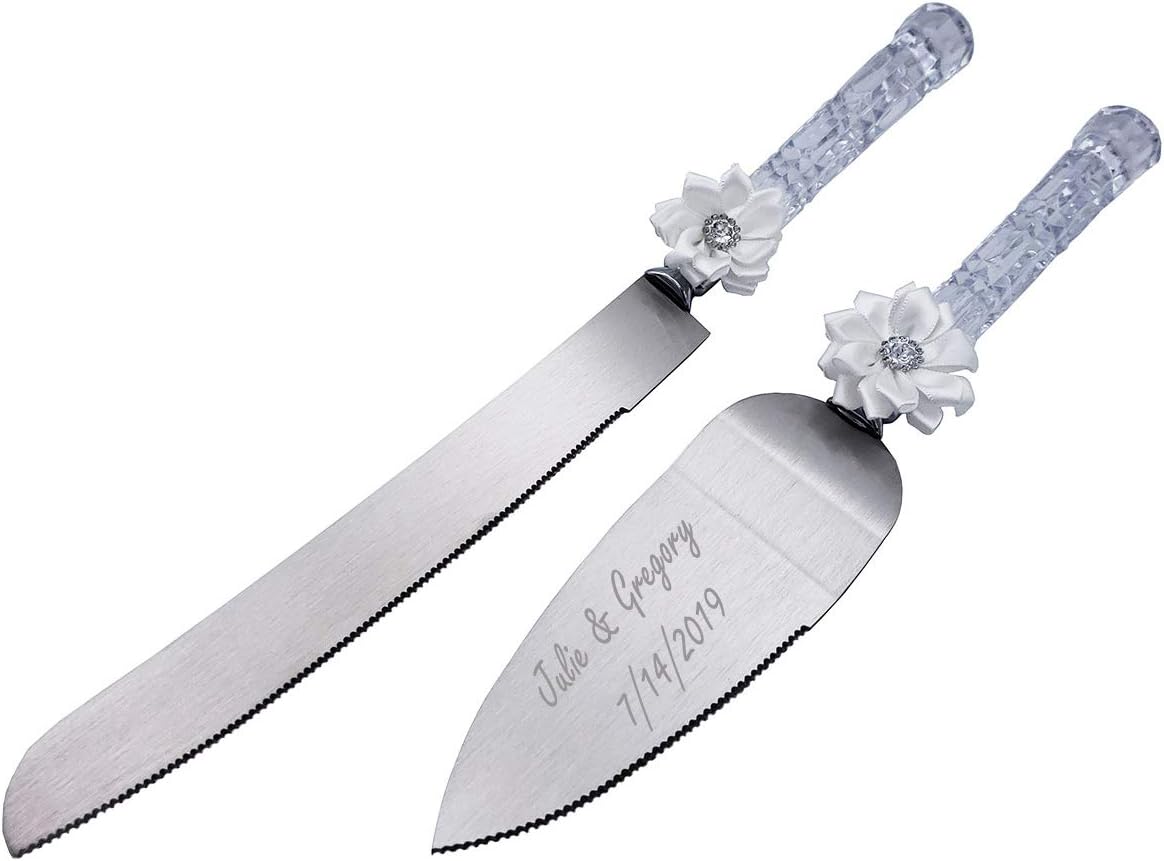 GIFTS INFINITY Personalized Wedding Cake Knife and Server Set with Engraving – Cake Cutting Utensil Set, Keepsake Gift for Wedding, Anniversary, Reception, Birthday & Other Occasions (CH-101WB)