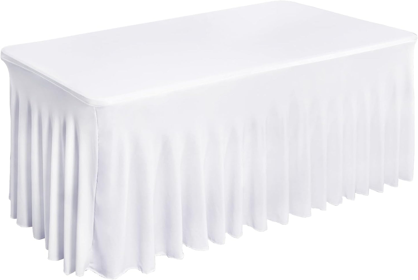 Fixwal Black Spandex Tablecloth for Rectangle Table 6ft, Table Skirt for Folding Table, Table Cover for Party, Show, Wedding and Birthday