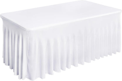 Fixwal Black Spandex Tablecloth for Rectangle Table 6ft, Table Skirt for Folding Table, Table Cover for Party, Show, Wedding and Birthday