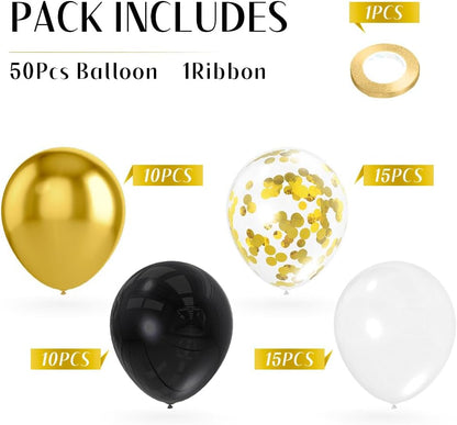 Gold Confetti Balloons, 50 Pcs 12 Inch, Glitter Gold Confetti Party Balloons, Party Decorations, Birthday Wedding Baby Shower Party Balloons Decorations