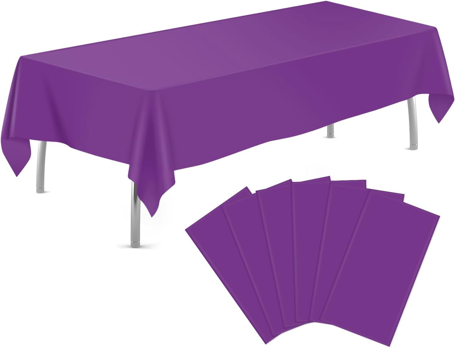 tujol Royal Blue 6 Pack Plastic Table Cloth 54" x 108", Disposable Tablecloths Rectangle Table Cover, Plastic Tablecloths for Parties