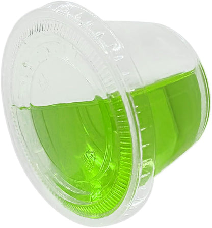 2oz Crystal Jello Shot Cups with Lids 100 Set, Leakproof & Freezer Safe Small Meal Prep Plastic Portion Cups for Salad Dessert Condiment Sauce Souffle, Food Storage Cups for Lunch Party Trips