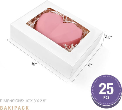 15 Pumpkin Roll Boxes, 12x8x3.5 inches Cake Roll Container, White Roll Cake Boxes with Window, Donut Boxes Pastry Cake Packaging