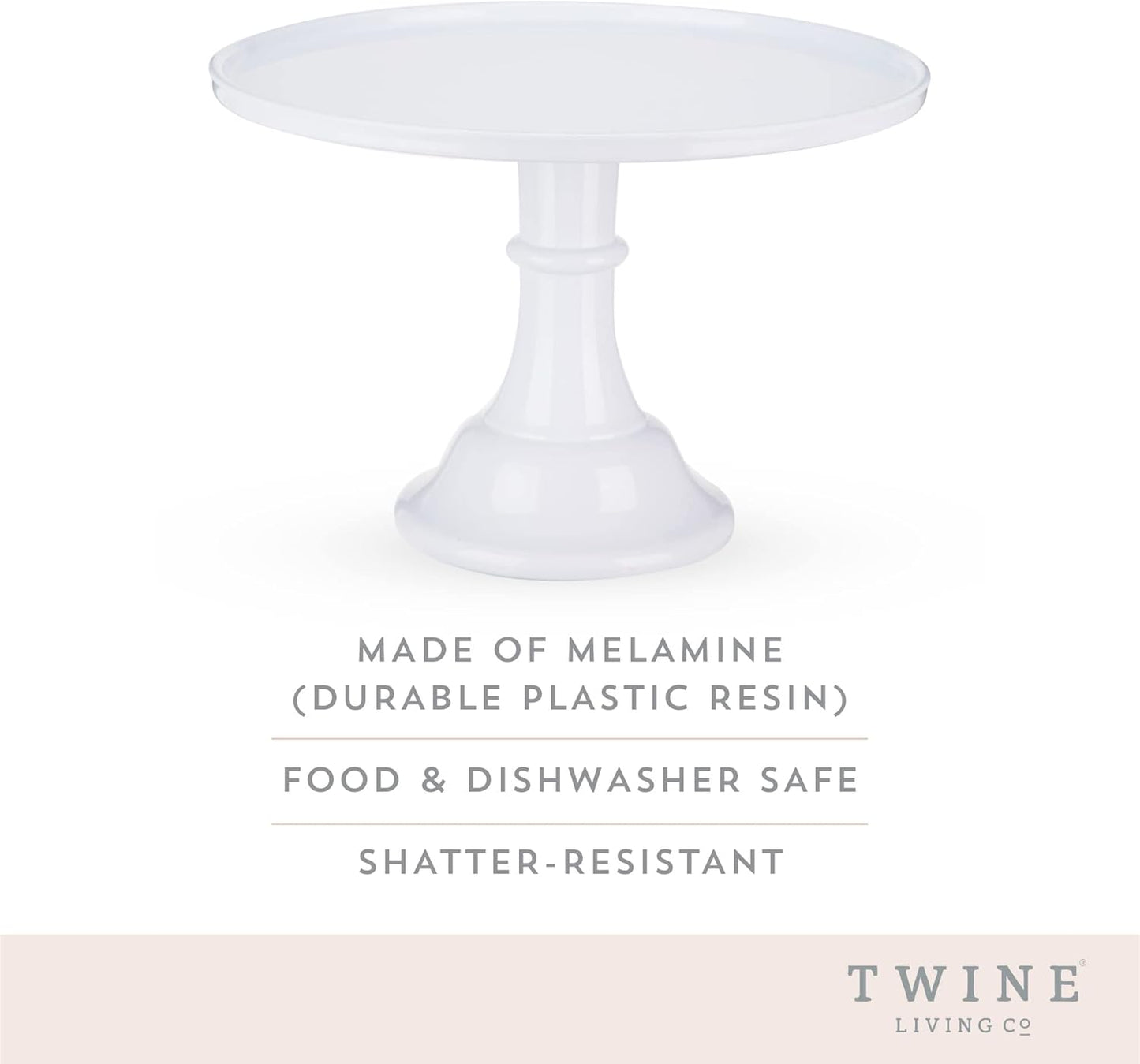 Twine Melamine Cake Stand, Cupcake Display Home Decor Food and Dessert Serving Accessory, 11.5 x 8 Inches, White, Set of 1