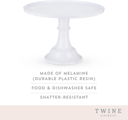 Twine Melamine Cake Stand, Cupcake Display Home Decor Food and Dessert Serving Accessory, 11.5 x 8 Inches, White, Set of 1