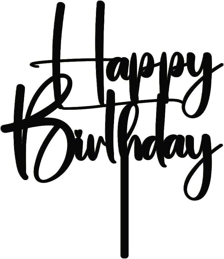 Happy Birthday Cake Topper,black Glitter Cake Pick Bunting Decor for Anniversary Birthday Party Cake Decorations Supplies
