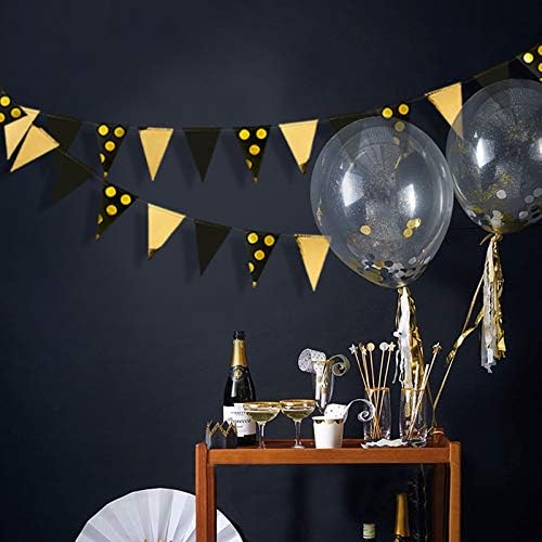 30Ft Navy Blue Gold and Beige Party Decorations Royal Blue Gold Triangle Flag Pennant Banner Bunting for Graduation Birthday Wedding Bridal Shower Nautical Ahoy Achor Theme Party Decorations Supplies
