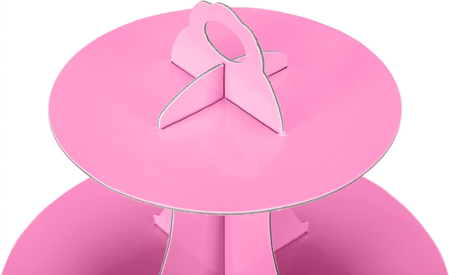 YLDW Cupcake Stand, 3-Tier Cupcake Stand Display, Cardboard Cup Cake Tower Stand, Disposable Dessert Stand for Birthday Tea Party Baby Shower Treat Decorations, Pink