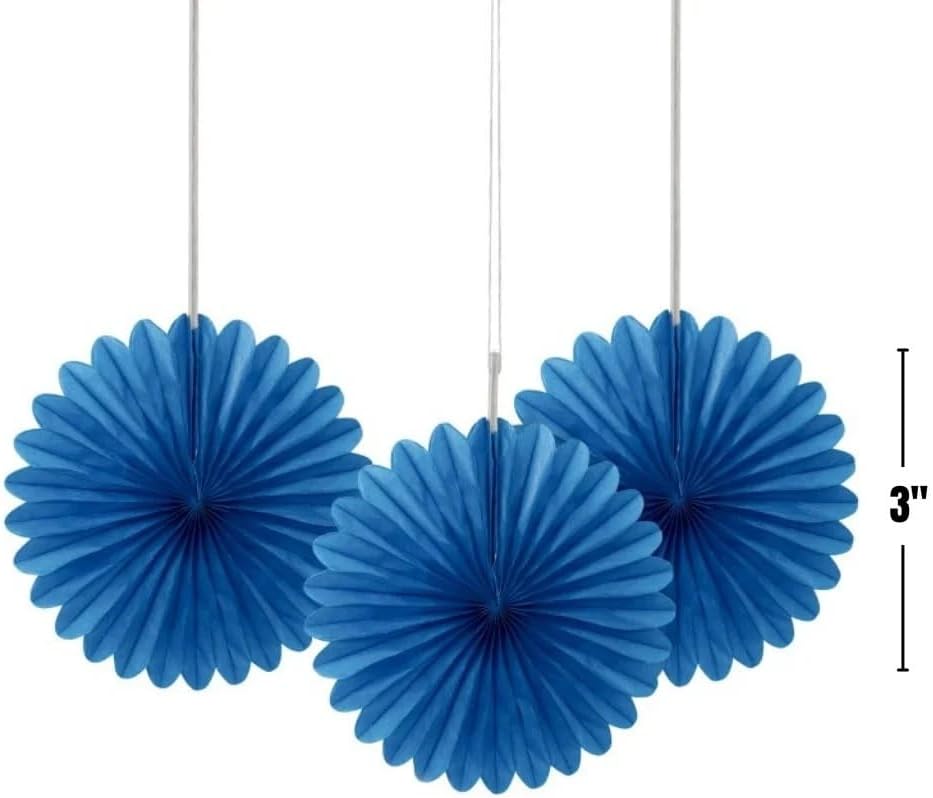 Sunflower Yellow Hanging Tissue Paper Fans - 6'', 3 Count - Perfect for Parties & Home Decor