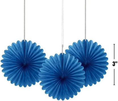 Sunflower Yellow Hanging Tissue Paper Fans - 6'', 3 Count - Perfect for Parties & Home Decor