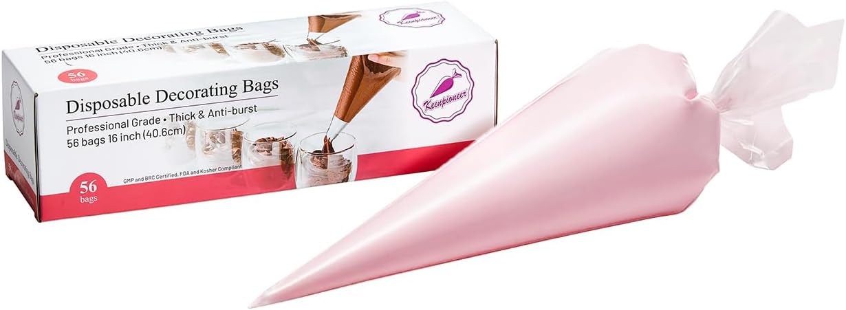 Keenpioneer Piping Bag - Disposable Cake Decorating Bag 100 Count, 12 inch, Clear