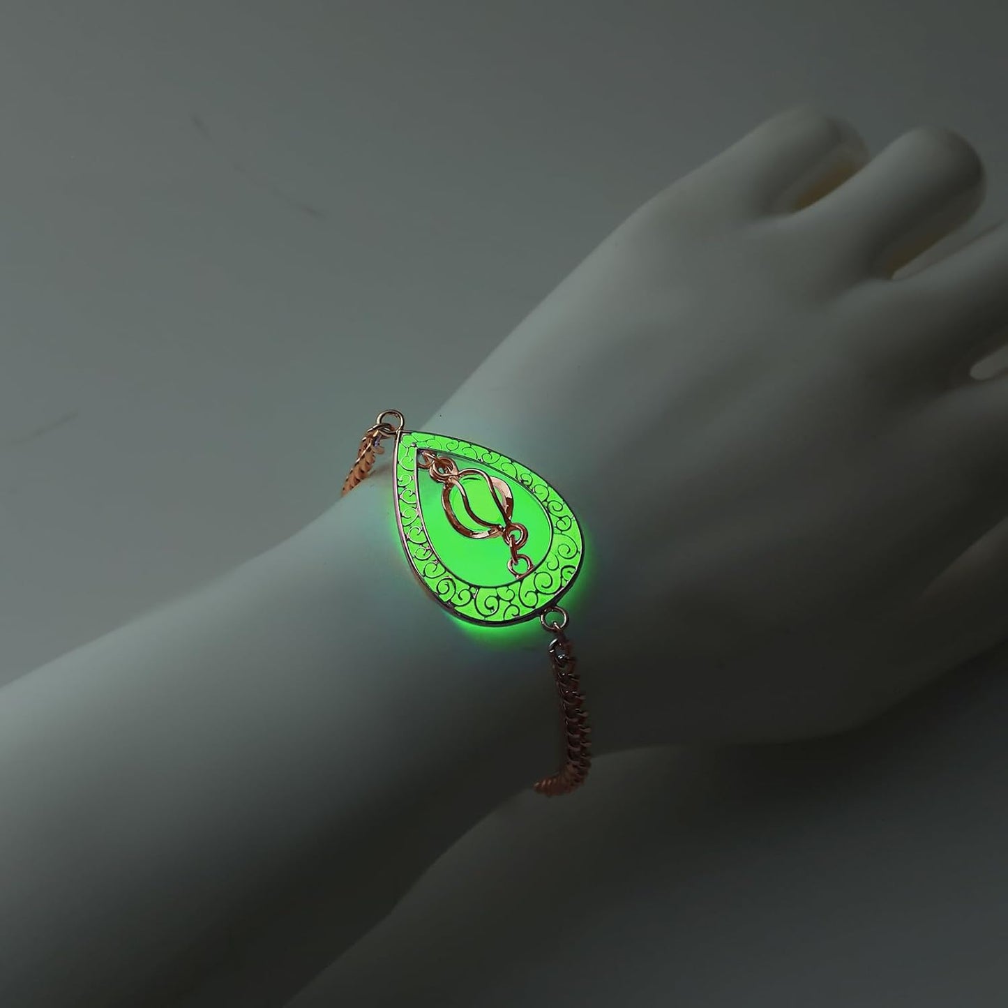 EEQQBZ Glow in The Dark Silver Teardrop shape bracelets,Fantasy Glowing Jewelry bracelets