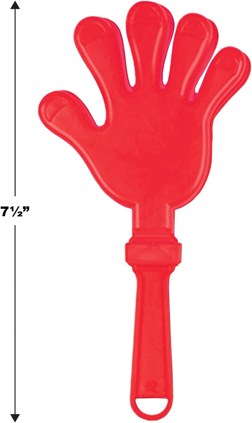 Beistle Red Hand Clappers – 12 Pack, Plastic Noisemakers for Parties, Sporting Events, Celebrations, and Team Spirit Gatherings, Fan Section Cheer Accessories, 7½"