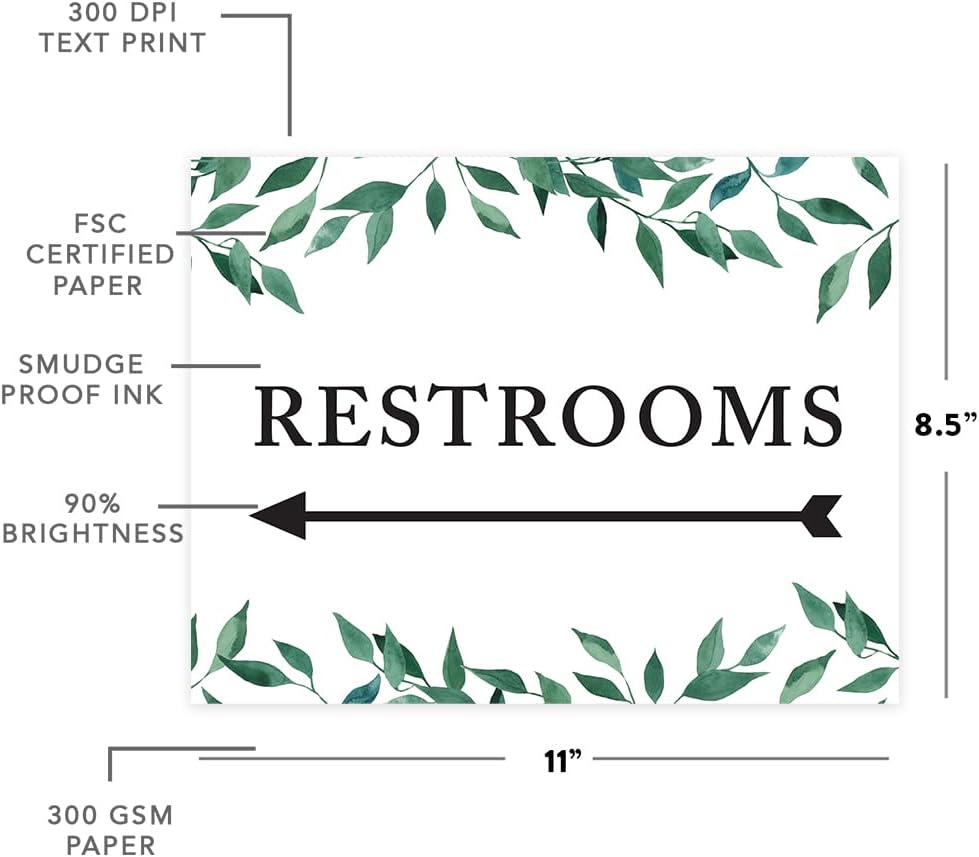 Andaz Press Wedding Party Signs, Natural Greenery Green Leaves, 8.5x11-inch, Bridal Shower Scavenger Hunt, 1-Pack - Colors B