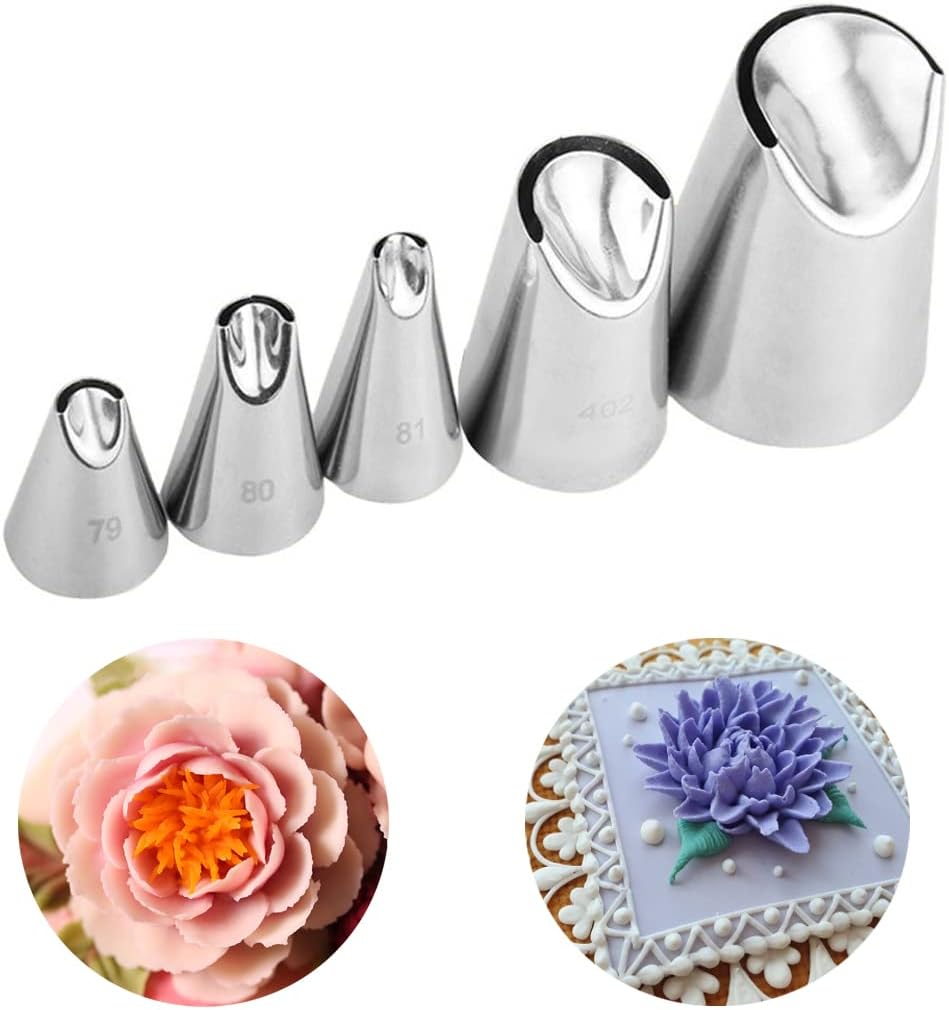 Icing Piping Tip Set,3 Large Decorating Tips Stainless Steel,DIY Cream Rose Flower Piping Tips,Cupcake Pastry Tips for Cake Decorating(1M 2D 2F)
