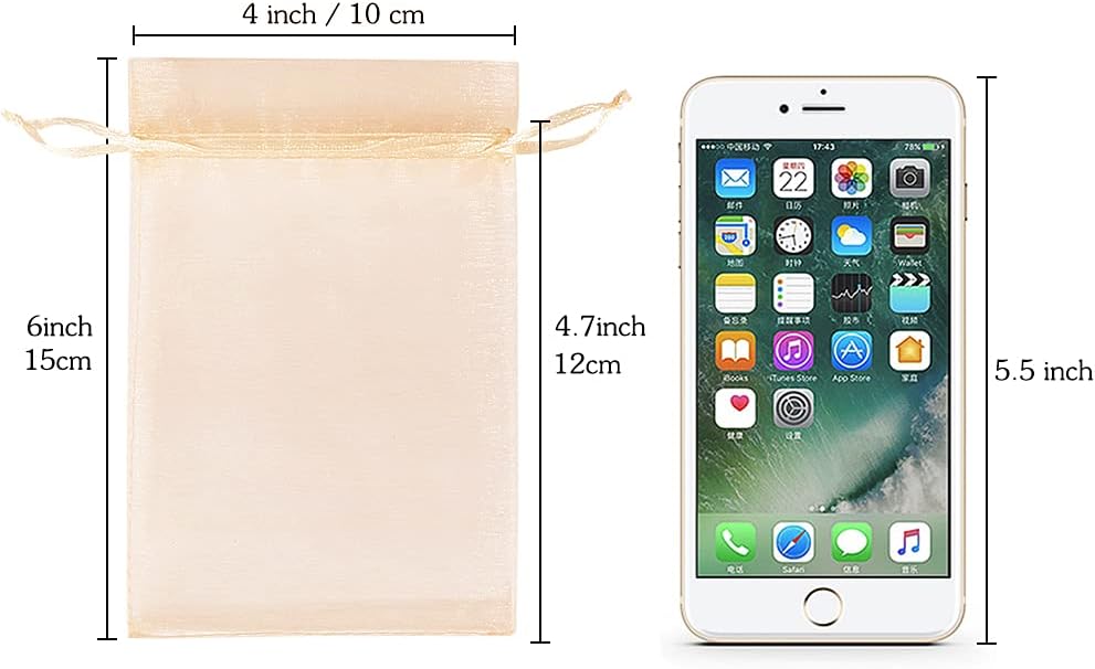 HRX Package 100pcs White Organza Bags, 4x6 inch Mesh Bags Drawstring Gift Bags Jewelry Pouches for Candy Wedding Favors Christmas