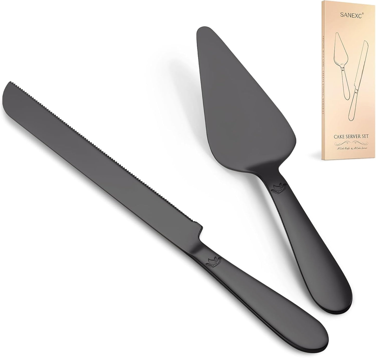 Cake Cutting Set for Wedding - Extended Cake Knife and Server Set Thickened Stainless Steel 13.0" Cake Cutter 10.49" Pie Spatula Great for Birthday Anniversary Christmas Gift 2 Pcs Silver