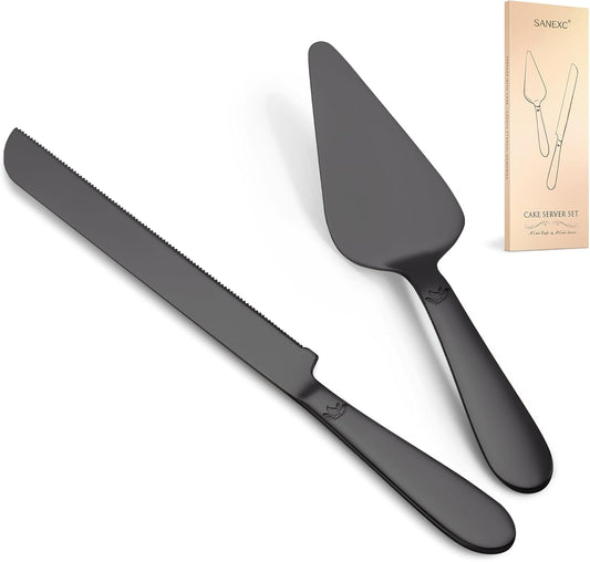 Cake Cutting Set for Wedding - Extended Cake Knife and Server Set Thickened Stainless Steel 13.0" Cake Cutter 10.49" Pie Spatula Great for Birthday Anniversary Christmas Gift 2 Pcs Silver