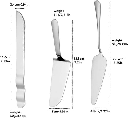 Cake Knife and Server Set Wedding Stainless Steel Cake Cutting Set For Wedding Include Cake Cutter And Cake Perfect For Wedding, Birthday, Parties and Events