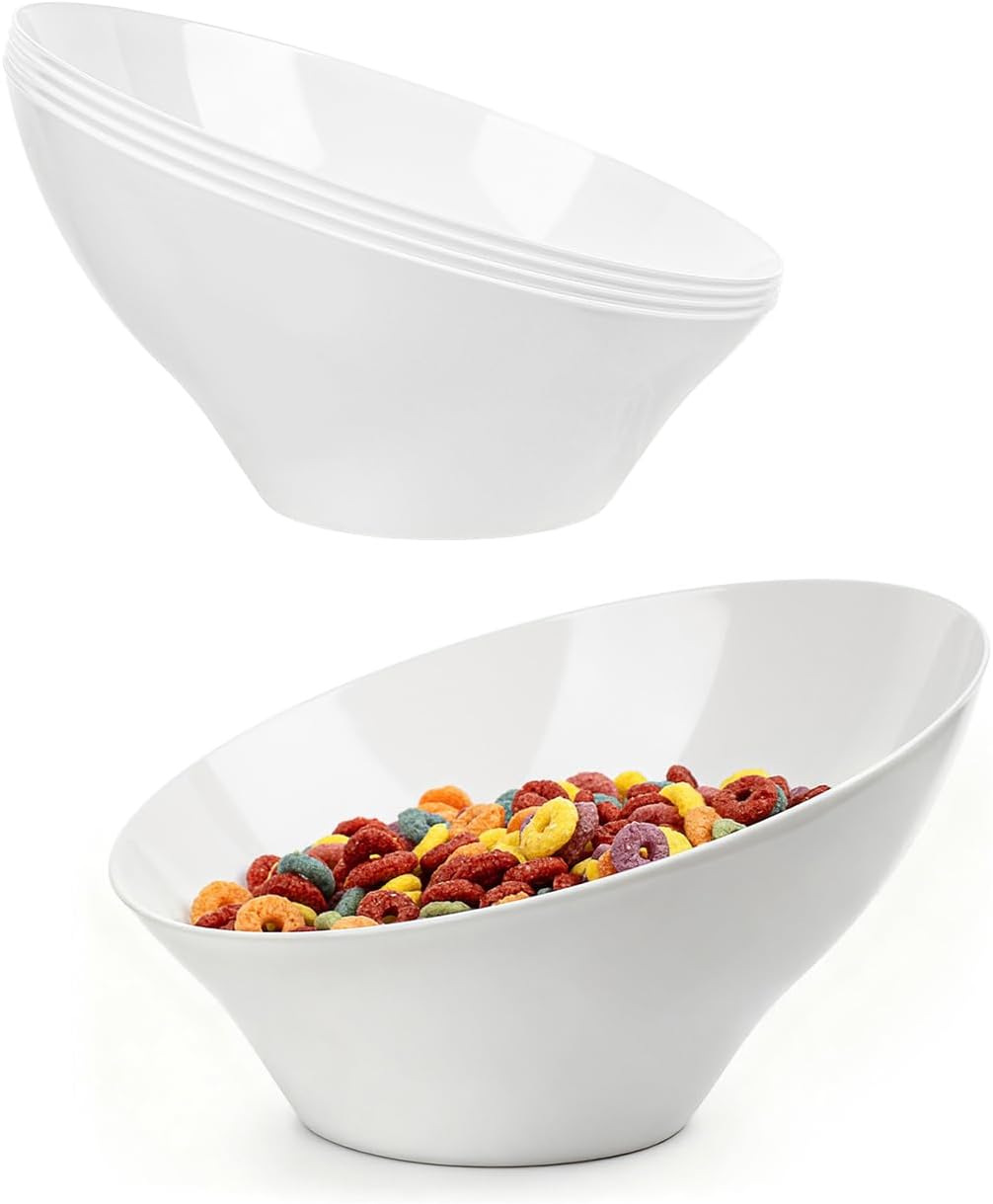 BESTVIP 54oz Clear Plastic Serving Bowls for Party - 12 Pack Angled Disposable Serving Bowls, Party for Chips, Snacks, Fruit, Salad - Bowls for Parties, Daily Use, Catering, Christmas