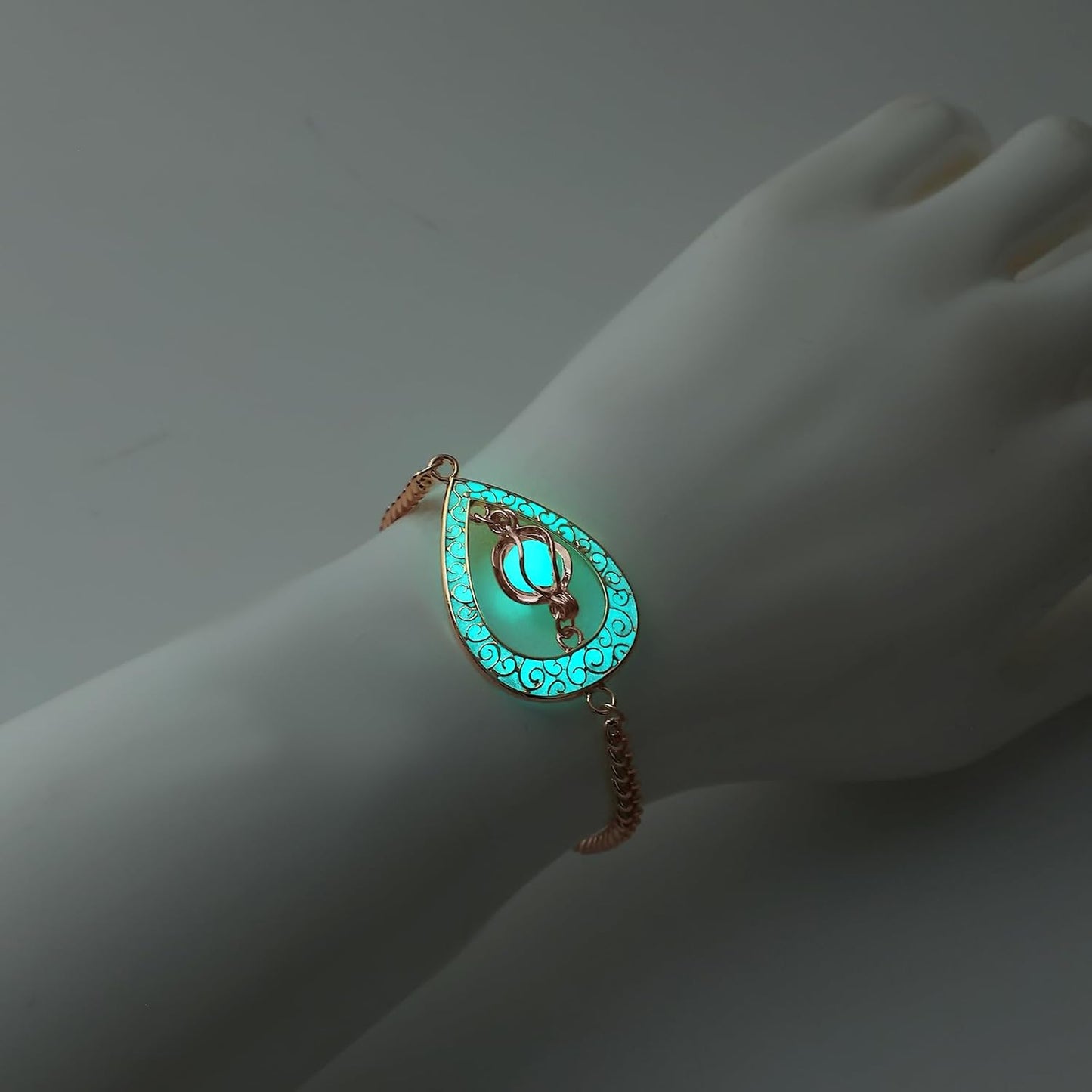 EEQQBZ Glow in The Dark Silver Teardrop shape bracelets,Fantasy Glowing Jewelry bracelets