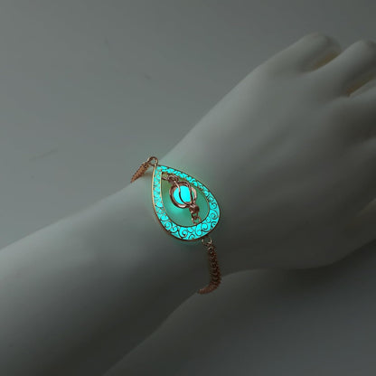 EEQQBZ Glow in The Dark Silver Teardrop shape bracelets,Fantasy Glowing Jewelry bracelets