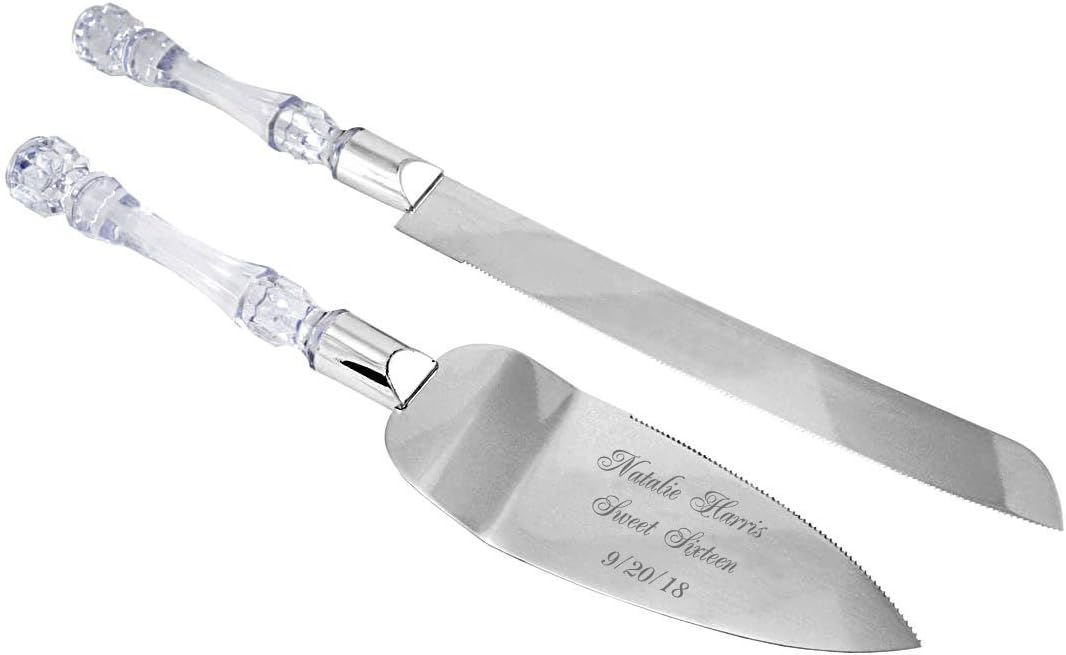 GIFTS INFINITY Personalized Wedding Cake Knife and Server Set with Engraving – Cake Cutting Utensil Set, Keepsake Gift for Wedding, Anniversary, Reception, Birthday & Other Occasions (CH-101WB)