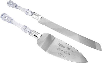GIFTS INFINITY Personalized Wedding Cake Knife and Server Set with Engraving – Cake Cutting Utensil Set, Keepsake Gift for Wedding, Anniversary, Reception, Birthday & Other Occasions (CH-101WB)