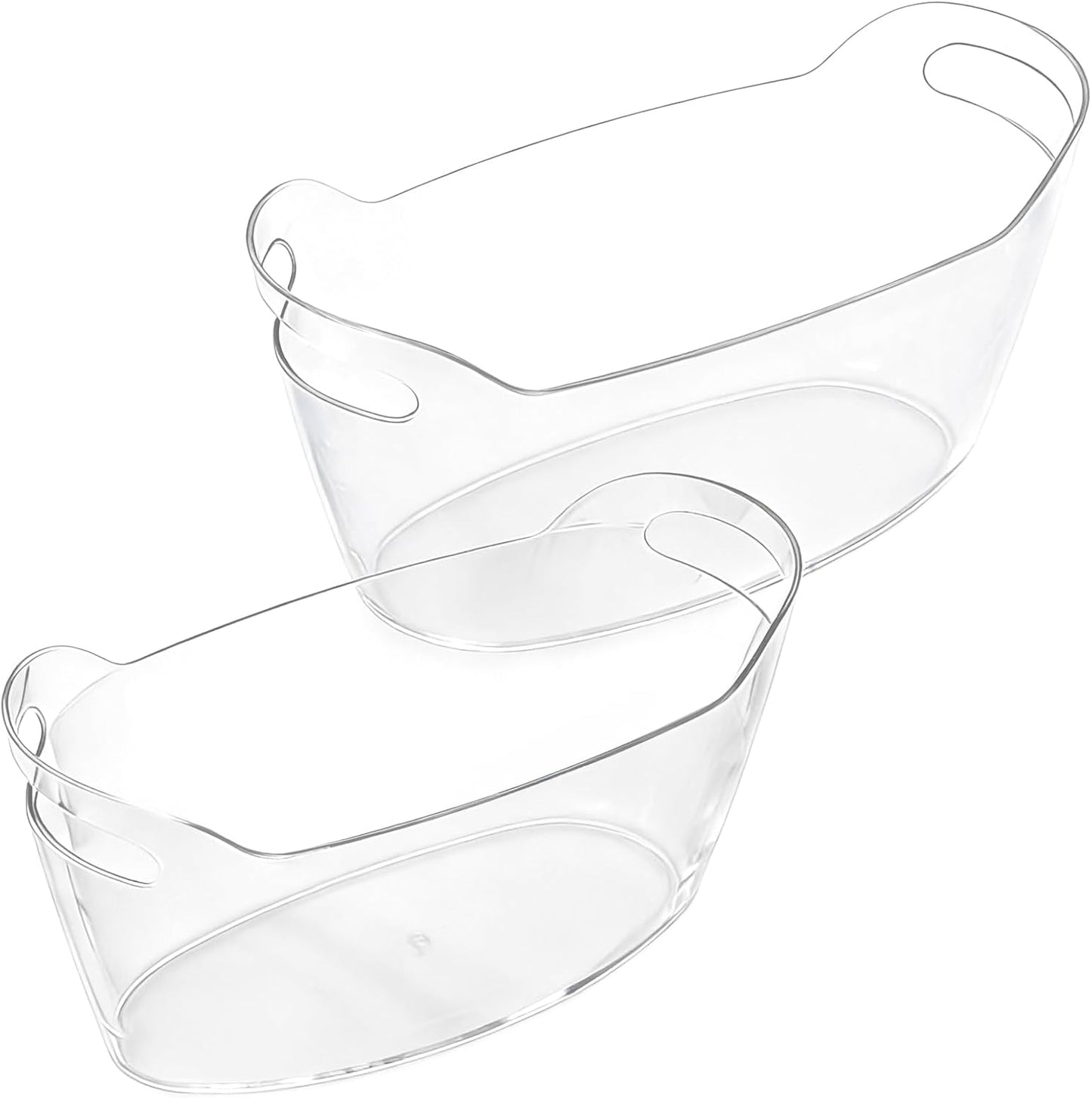 Ice Bucket 2 Pack Ice Buckets for Parties, Beverage Tub for Cocktail Bar, Drink Cooler for Wine Beer Champagne, Clear Ice Bucket with Scoop for Mimosa Bar