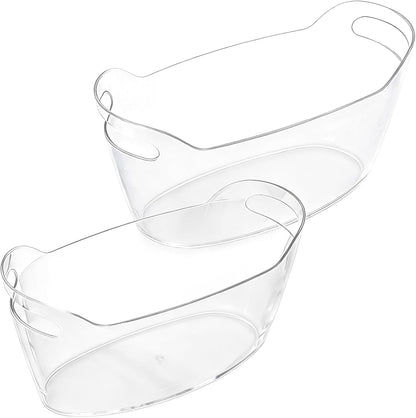 Ice Bucket 2 Pack Ice Buckets for Parties, Beverage Tub for Cocktail Bar, Drink Cooler for Wine Beer Champagne, Clear Ice Bucket with Scoop for Mimosa Bar