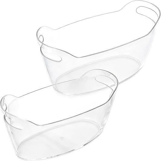 Ice Bucket 2 Pack Ice Buckets for Parties, Beverage Tub for Cocktail Bar, Drink Cooler for Wine Beer Champagne, Clear Ice Bucket with Scoop for Mimosa Bar