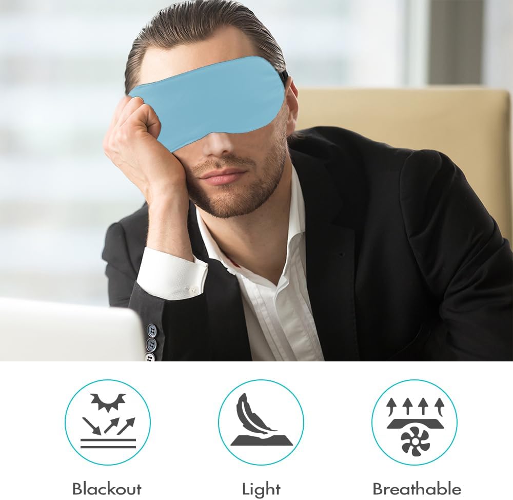 2 PCS Black Satin Sleep Masks, Adjustable Silk Eye Mask for Sleeping, Blind Folds Soft Breathable Blindfold for Adults Couples Play Party Games Airplane Travel Essentials Eye Covers Patches Night Mask