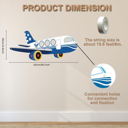WADORN Airplane Shaped Photo Prop Selfie Frame Party Banner, 6.7x2.9 Ft Large Aircraft Themed Photo Backdrop Plane Themed Background Banner Hanging Supplies for Aviation Airplane Party Supplies