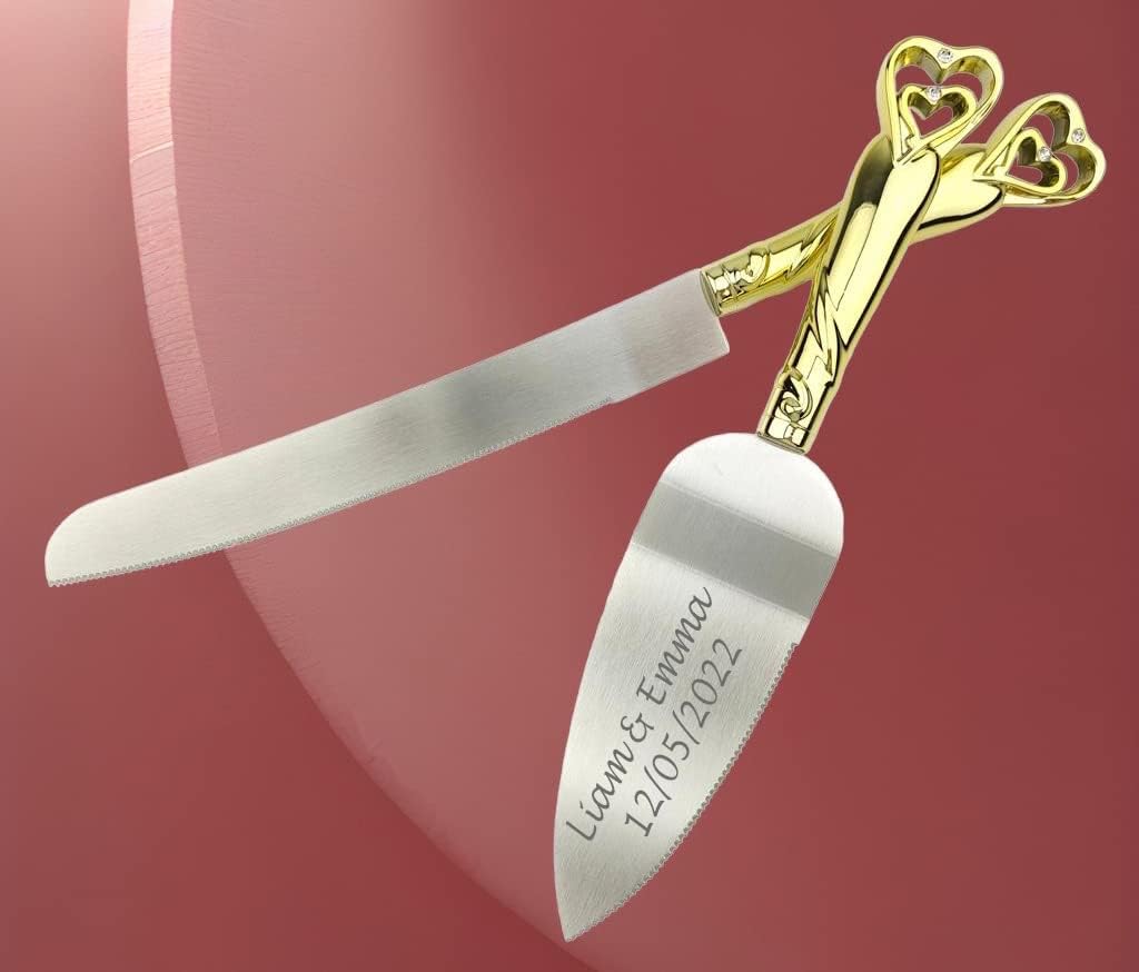 GIFTS INFINITY Personalized Wedding Cake Knife and Server Set with Engraving – Cake Cutting Utensil Set, Keepsake Gift for Wedding, Anniversary, Reception, Birthday & Other Occasions (CH-101WB)