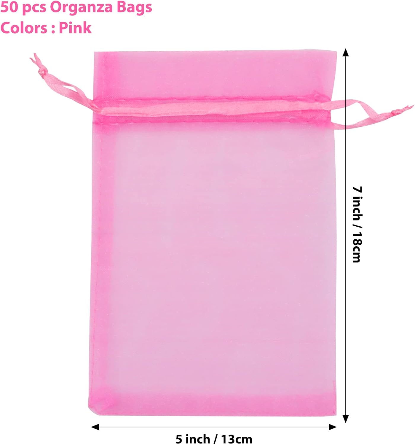 ANZNKU 50 Pack Organza Bags 5 x 7 in White Small Mesh Gift Bags Bulk Drawstring for Wedding Party Favors, Little Goodie Bag for Candy Jewelry Soap Makeup, Treat Sachet Pouch for Mothers Gifts Wrap