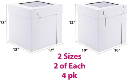 Tall Cake Boxes for Tier Cakes,3 Sizes 6 Pack 8x8x10,10x10x12 and 12x12x12Inch,Sturdy White Tall Cake Box Shipping in 8 10 12 Inch 2 3 Tier for Wedding Layer Tiered Cakes
