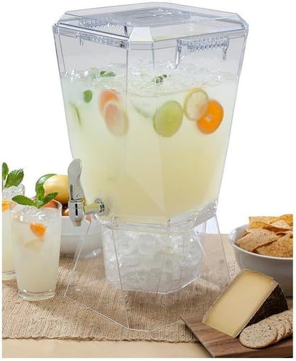 CreativeWare Crown Beverage Dispenser with Base and Name Clip, 3.5 gallon, Clear