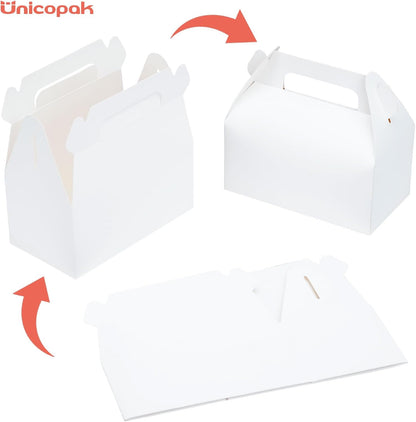 UnicoPak 30 Pack Party Favor Boxes Treat Boxes, White Gable Gift Boxes for Party Favors Goodies Cookies Treats Candies Meals Lunch, 6.5x3.5x3.5 Inches