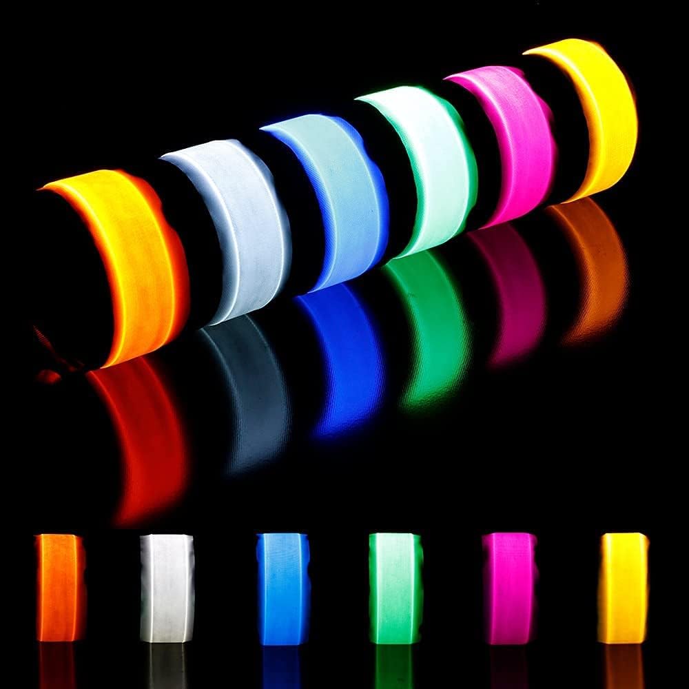 LED Light up Slap Wristband Toy, Flashing Bracelets for Kids, Glow in The Dark Armband, Night Safety Toys for Walking Running Camping, Easter New Year Party Supplies Goodie Bag Fillers Gift 6 Pack