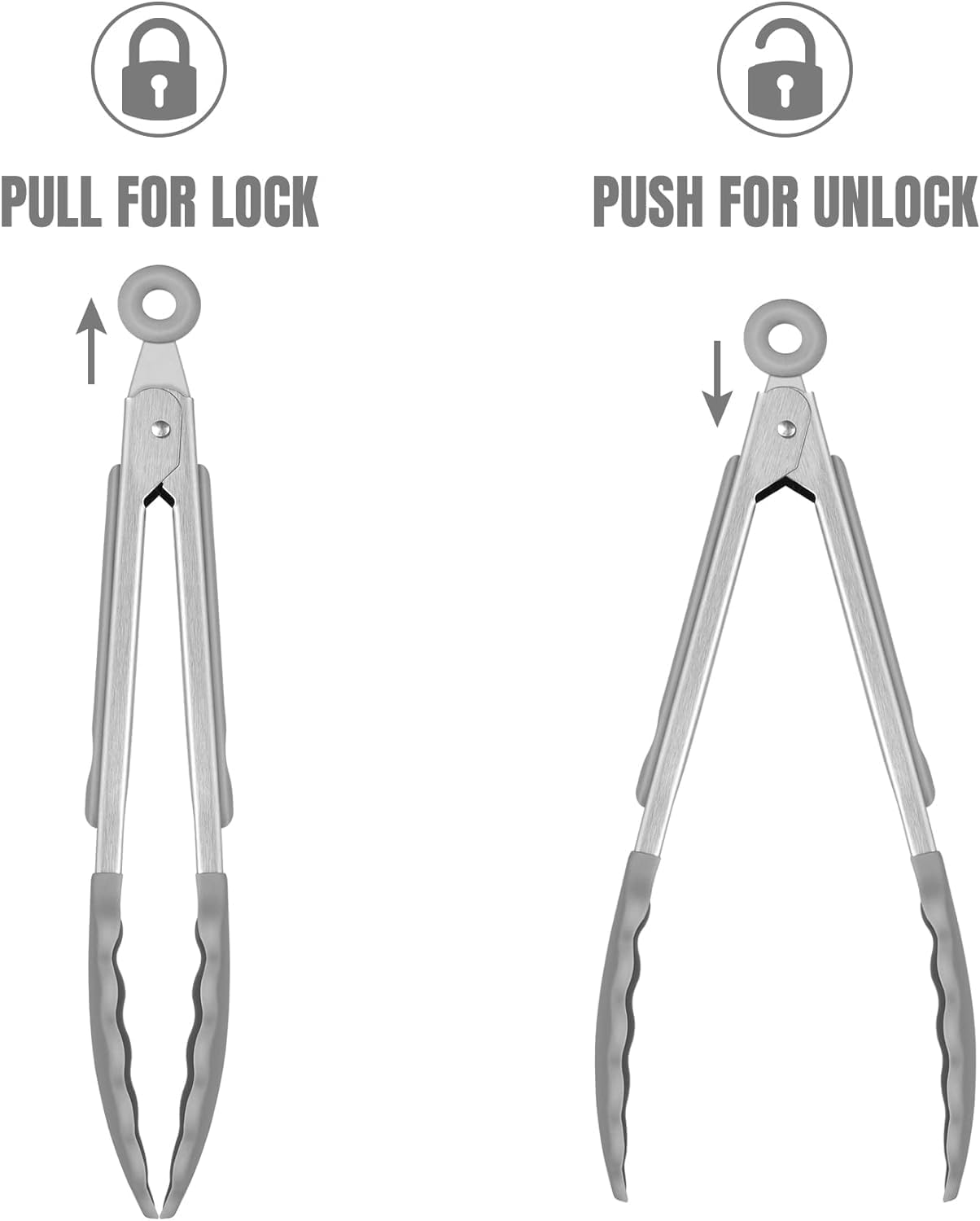 Hotec Mini Silicone Kitchen Tongs for Cooking - 7-Inch Small Serving Tongs with Silicone Tips, Set of 3 (Blue)